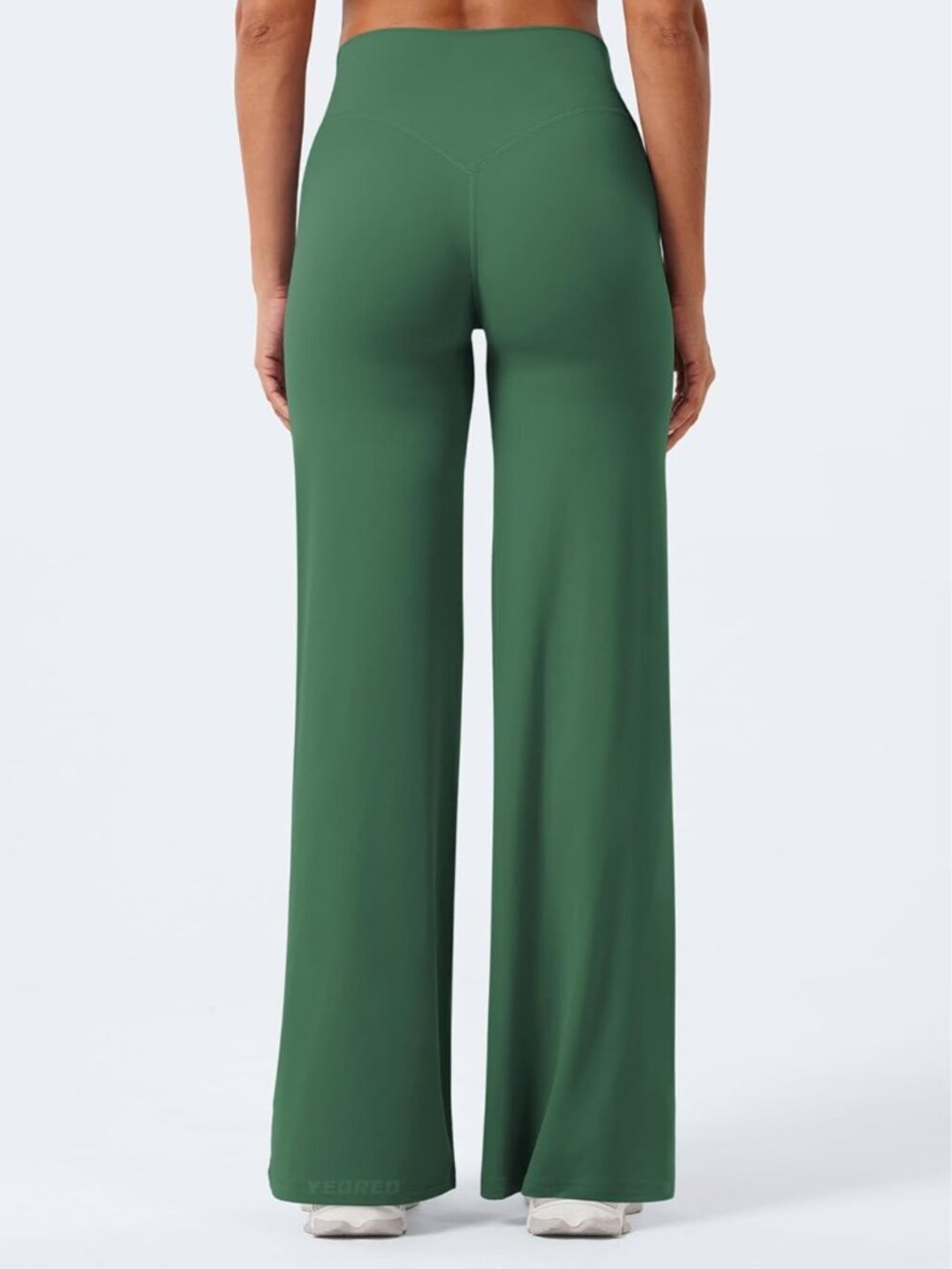Women's Dark Green No Front Seam Straight High Waist Imported Yoga Leggings - Picture 4 of 6